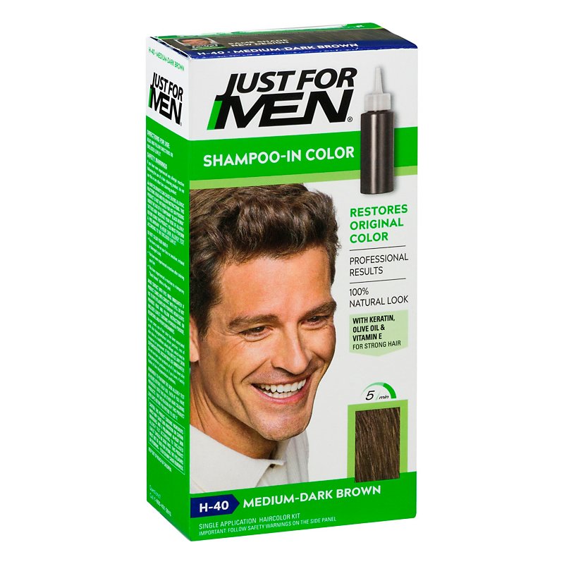 Just For Men Shampoo-In Haircolor Medium-Dark Brown H-40 - Shop Hair Care  at H-E-B