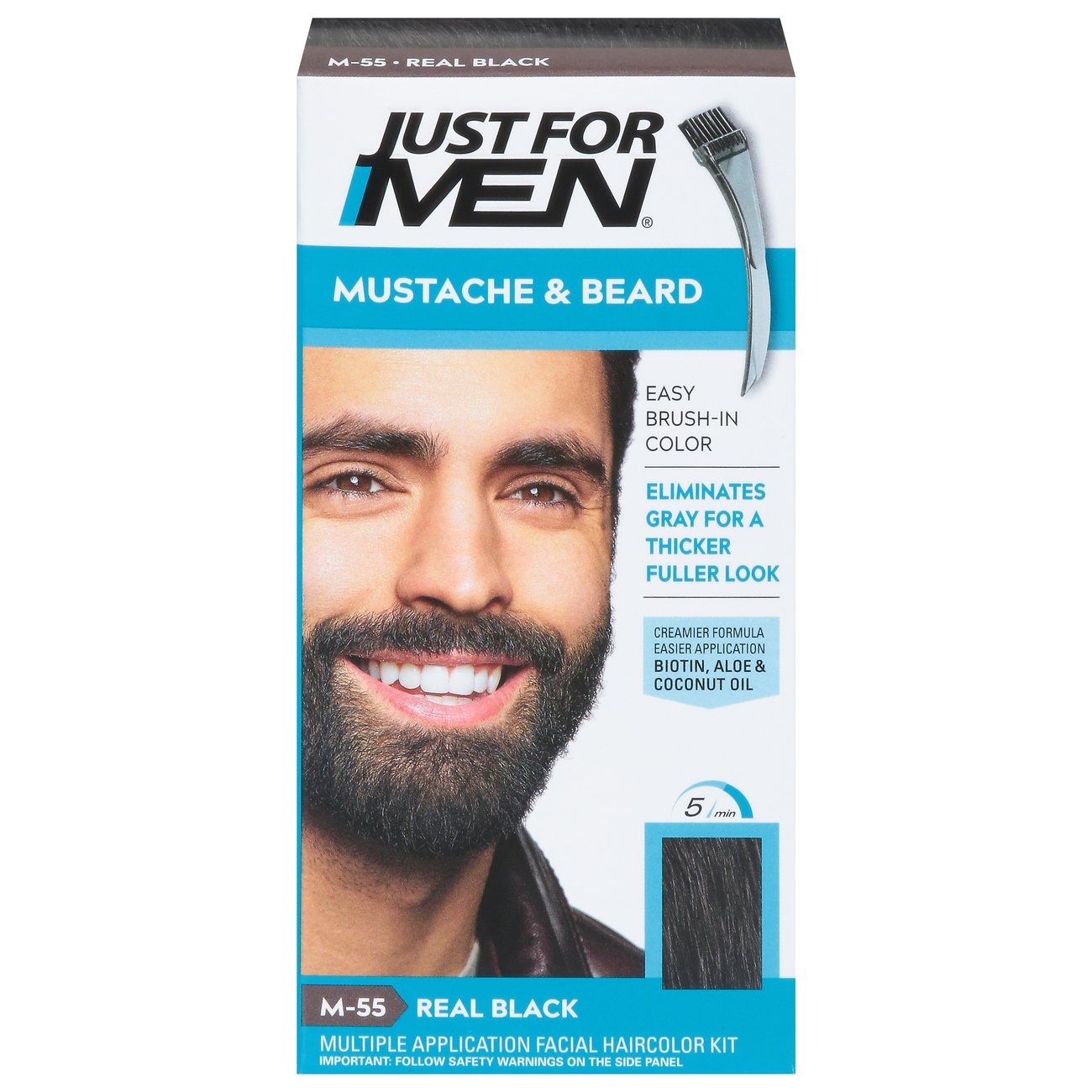 Just For Men Mustache & Beard Real Black M-55 Brush-In Color Gel - Shop Hair  Care at H-E-B
