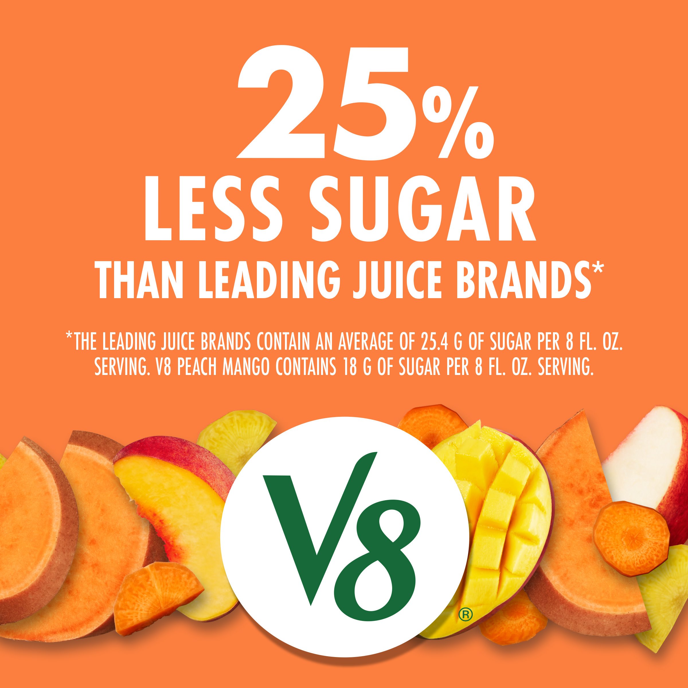 V8 Peach Mango 100% Fruit & Vegetable Juice - Shop Juice at H-E-B