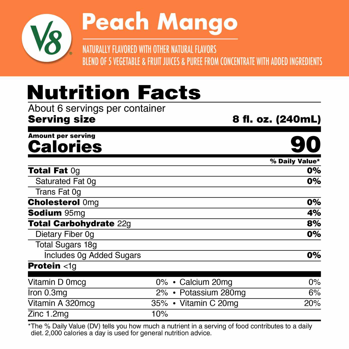 V8 Peach Mango 100% Fruit & Vegetable Juice; image 5 of 7