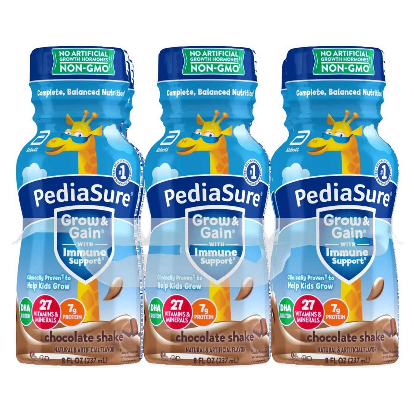 PediaSure Grow & Gain with Immune Support 7g Protein Shake for Kids - Chocolate, 8 oz Bottles; image 1 of 11