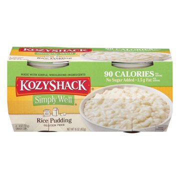 Kozy Shack Simply Well No Sugar Added Rice Pudding Snack Cups, 4 ct