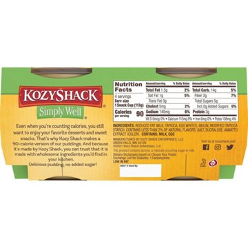 Kozy Shack Simply Well No Sugar Tapioca Pudding Snack Cups, 4 ct