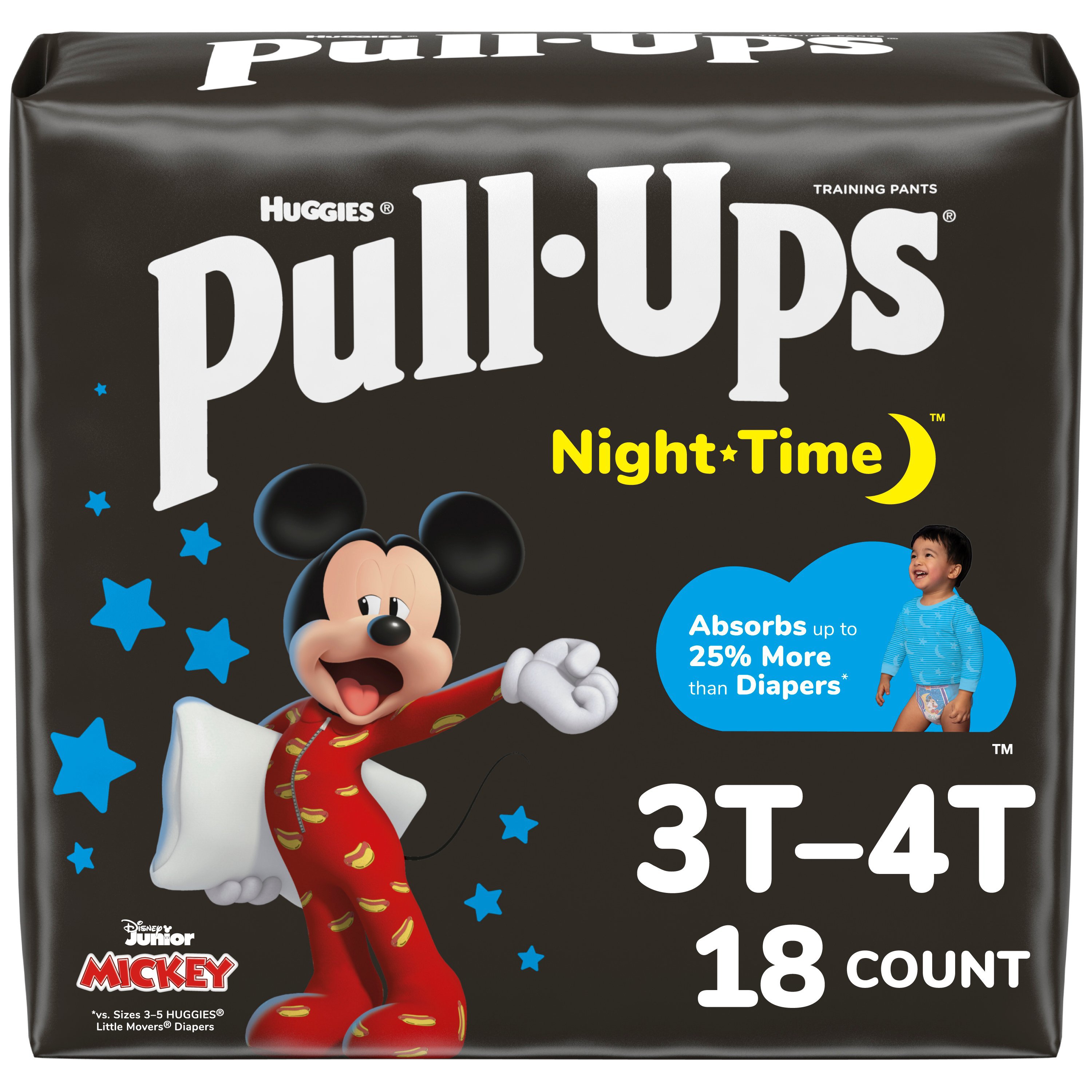 Huggies Pull-Ups 3T-4T Disney Pixar Toy Story Boys Plus Extra Night-Time  Protection Training Pants 18 ct package, Diapering Needs