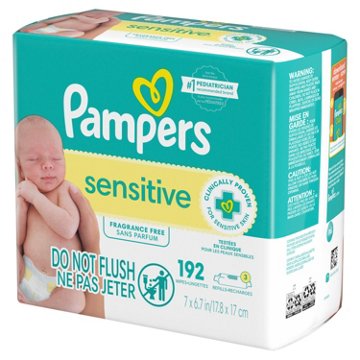 Pampers Sensitive Skin Baby Wipes Refills 3 pk, 192 ct