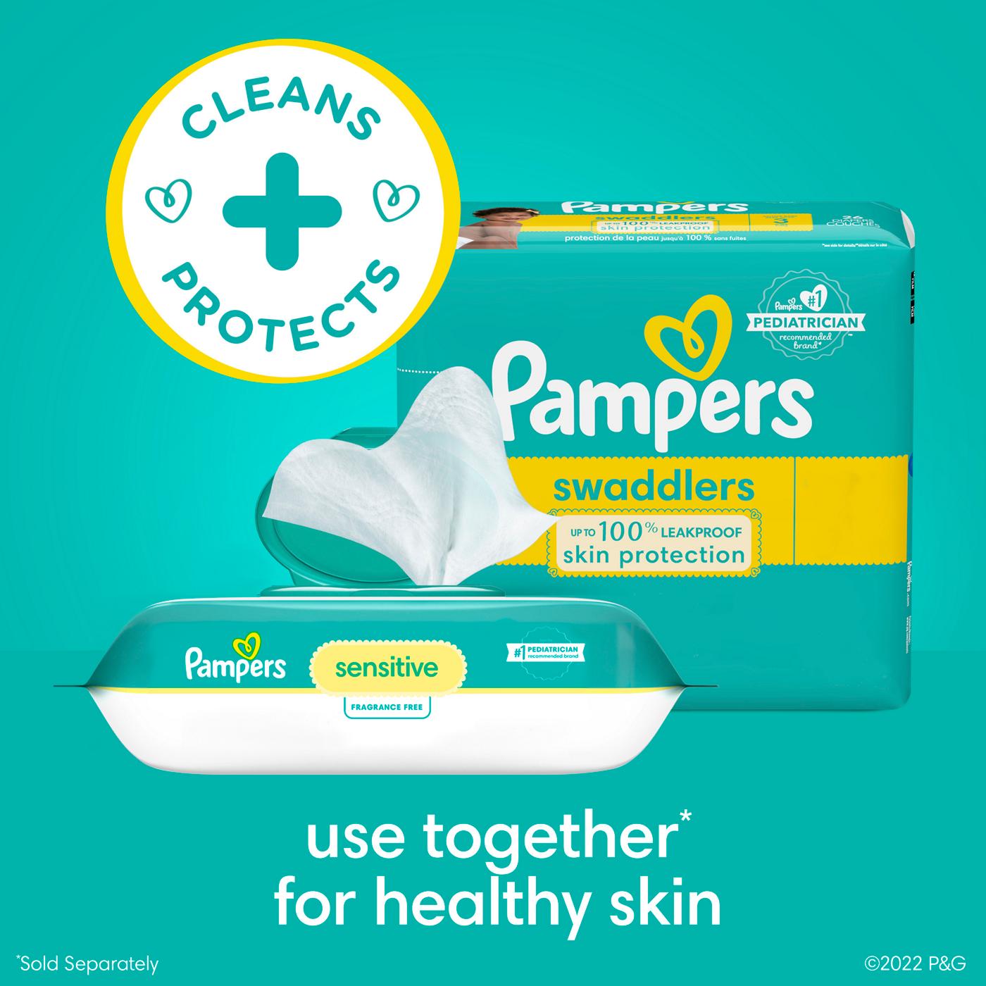 Pampers Sensitive Skin Baby Wipes Refills 3 Pk; image 2 of 9