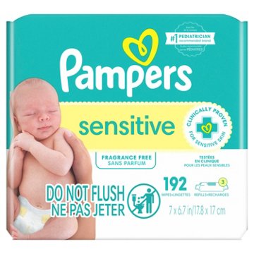 Pampers Sensitive Skin Baby Wipes Refills 3 pk, 192 ct