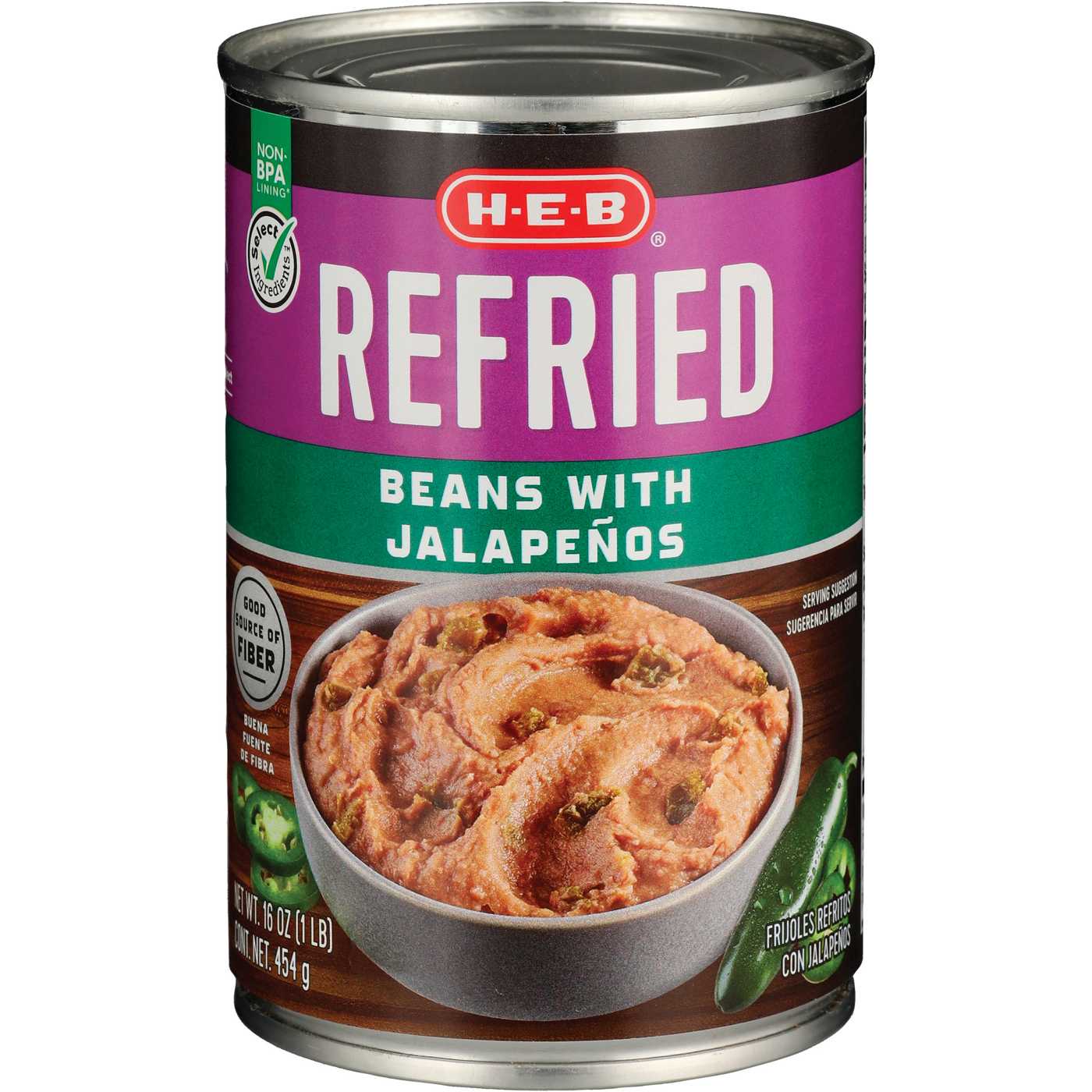 H-E-B Refried Beans with Jalapenos; image 2 of 2