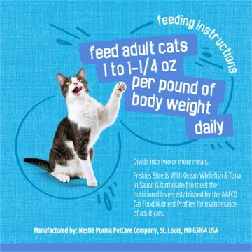 Friskies Purina Shreds Wet Cat Food - Ocean Whitefish and Tuna in Sauce