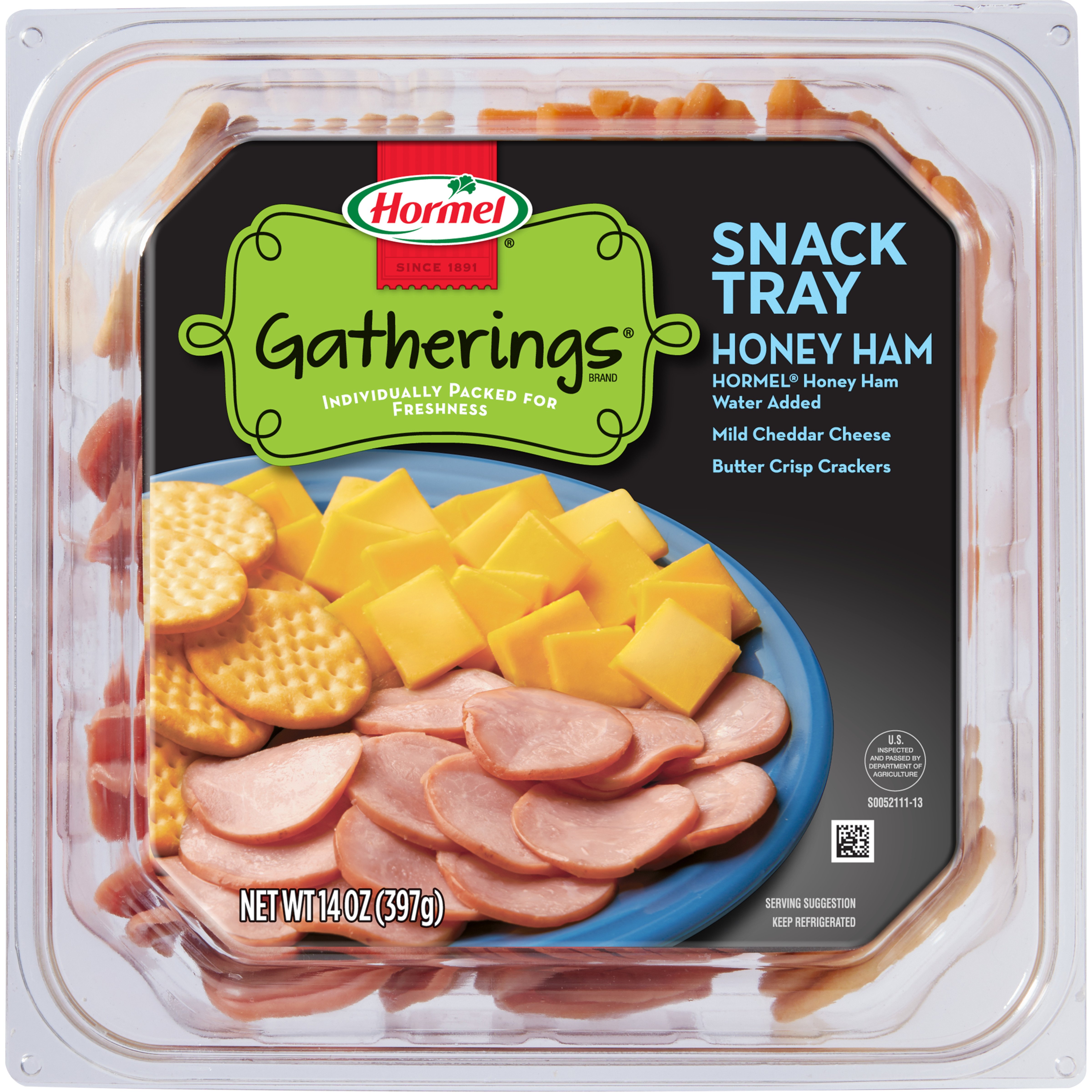 Hormel Gatherings Snack Tray Honey Ham, Mild Cheddar & Crackers