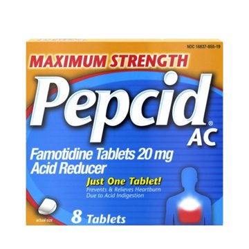 Pepcid Maximum Strength Heartburn Famotidine Tablets, 8 ct