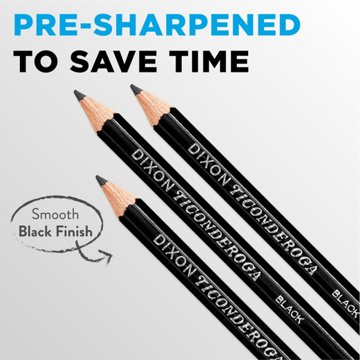 Ticonderoga Pre-Sharpened No.2 Wood Pencils - Black, 10 pk
