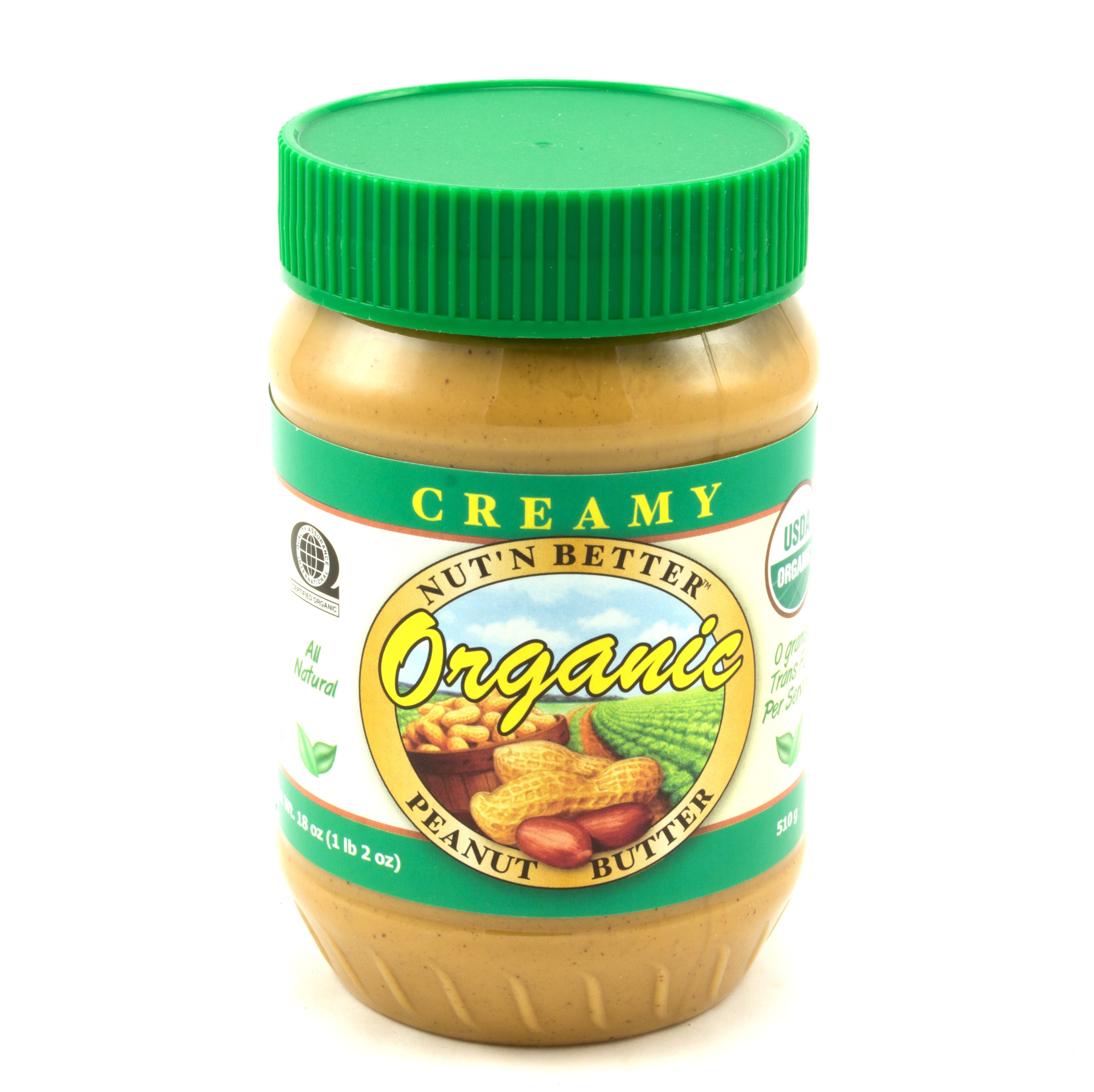 thumbnail image 2 of Vitacost Certified Organic Peanut Butter – Smooth & Unsalted, 5-Pack (18 Oz Each, 90 Oz Total) 2 of 6