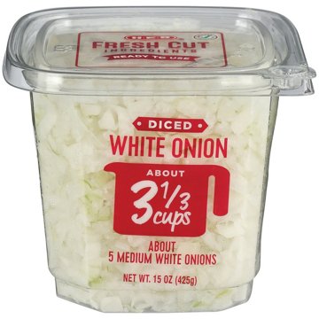 H-E-B Fresh Diced White Onions, 15 oz