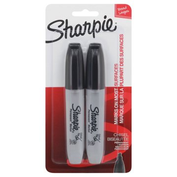 Sharpie Chisel Tip Permanent Markers - Black Ink, 2 pk