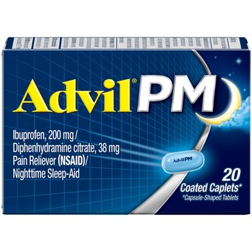 Advil PM Pain Reliever and Nighttime Sleep Aid, Ibuprofen for Pain Relief and Diphenhydramine Citrate for a Sleep Aid