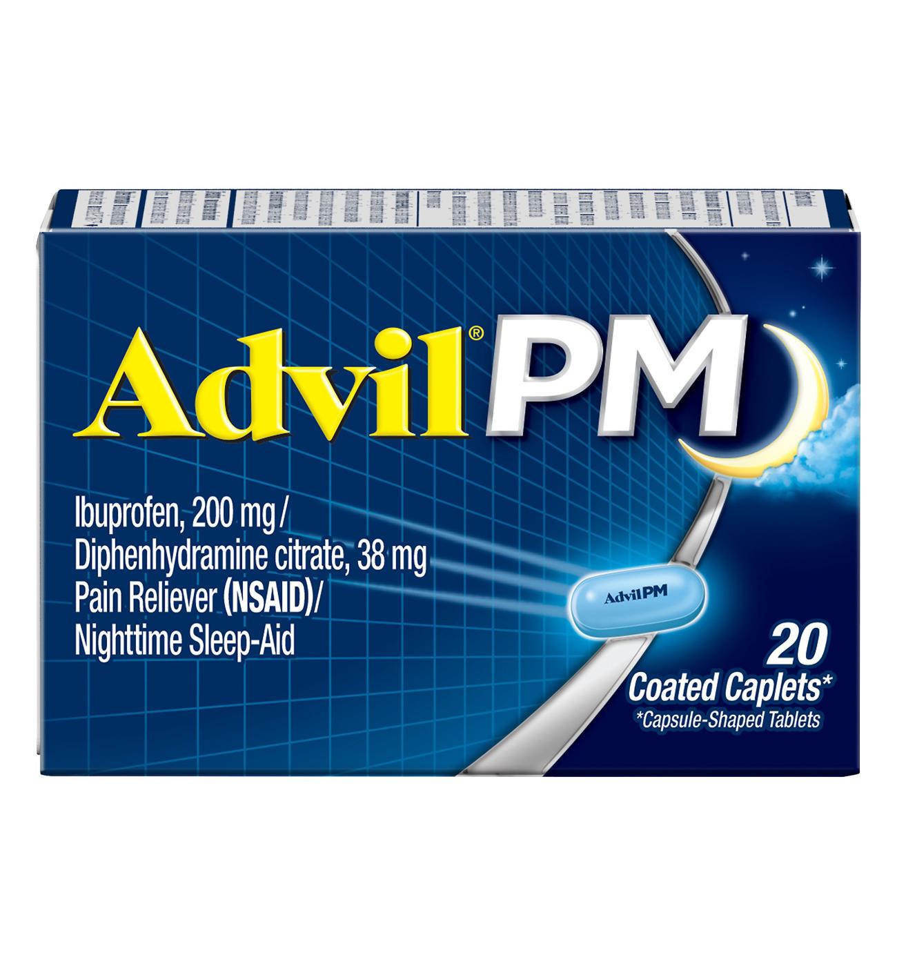 Advil PM Pain Reliever & Nighttime Sleep Aid Coated Caplets; image 3 of 8