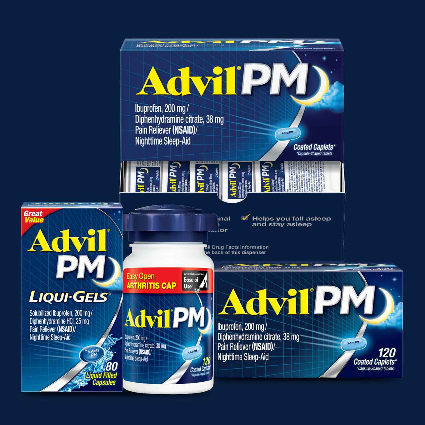 Advil PM Pain Reliever & Nighttime Sleep Aid Coated Caplets; image 7 of 8