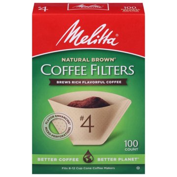 Melitta No.4 Cone Coffee Filters - Natural Brown, 100 ct