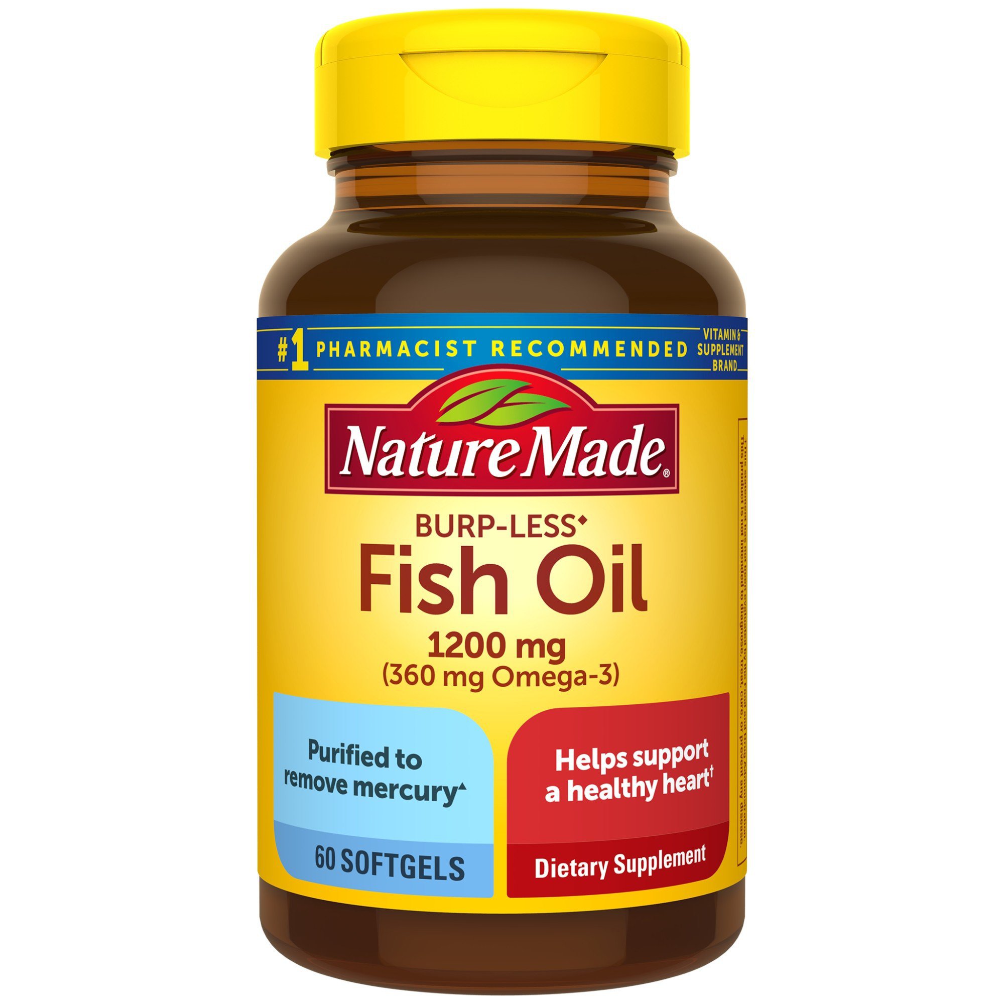 Nature Made Burp-Less Fish Oil 1200 mg Liquid Softgels - Shop Diet