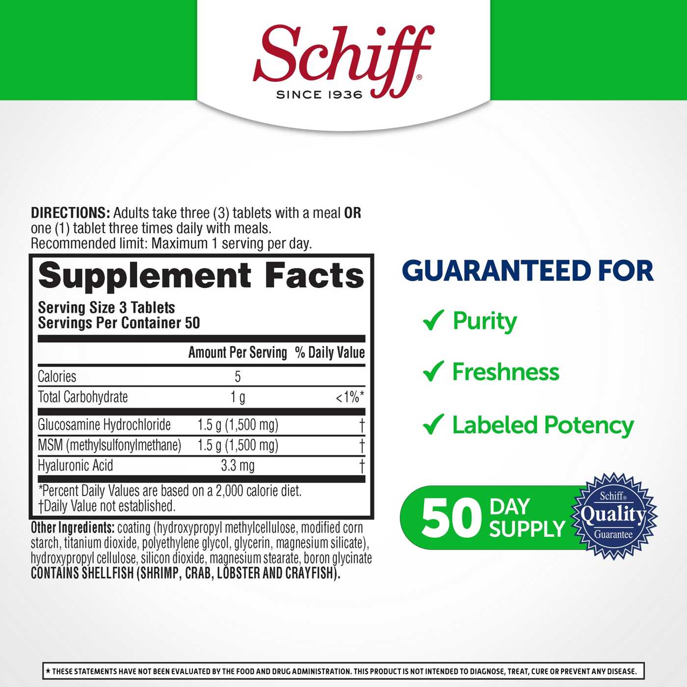 Schiff Joint Care Glucosamine HCl Plus MSM 1500 mg Coated Tablets; image 3 of 6