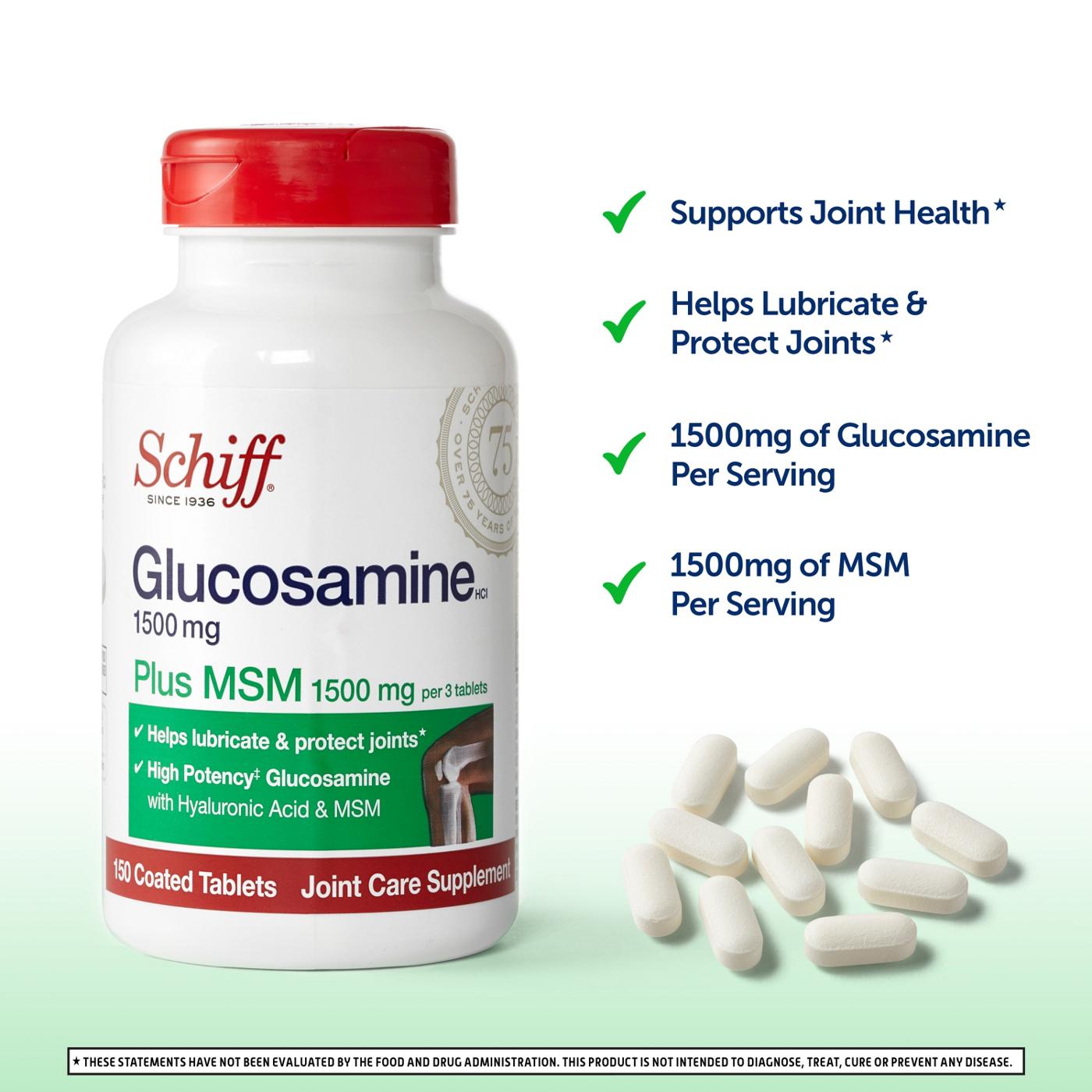 Schiff Joint Care Glucosamine HCl Plus MSM 1500 mg Coated Tablets; image 4 of 6