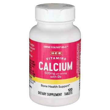H-E-B Vitamins 600 mg Calcium with D3 Tablets, 120 ct