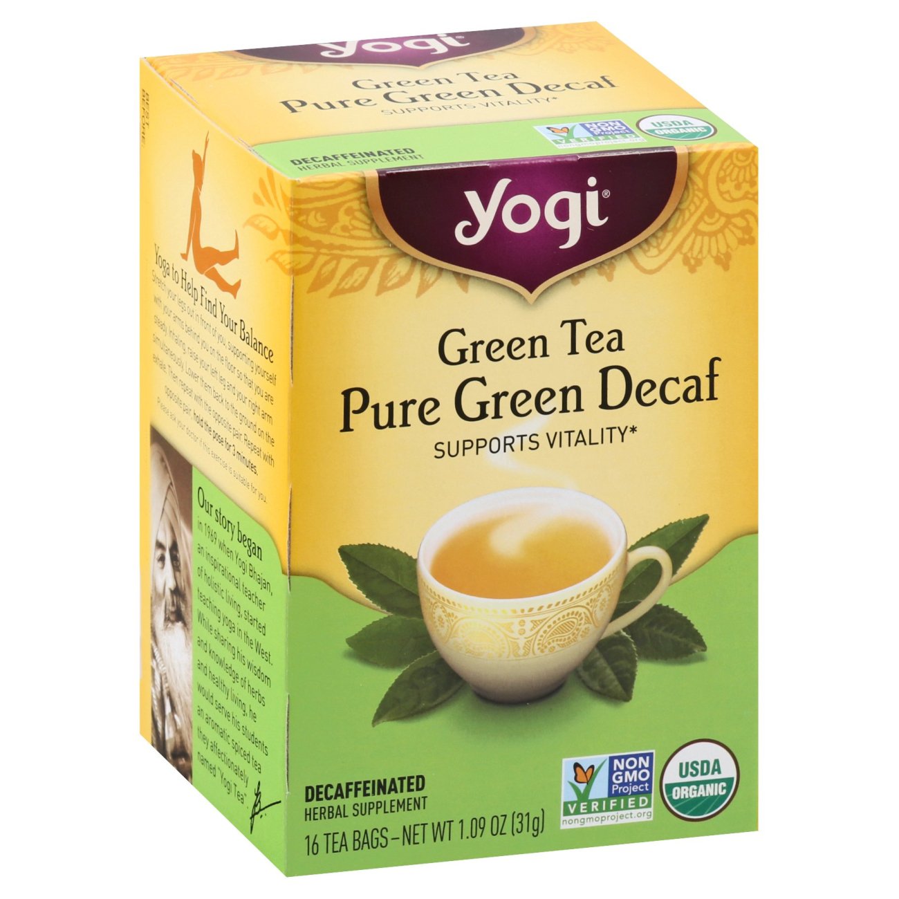 Tea-Pure Green Decaf Yogi Teas 16 Bag by Yogi Teas Green 