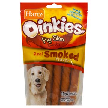 Hartz Oinkies Smoked Pig Skin Twists, 10 ct
