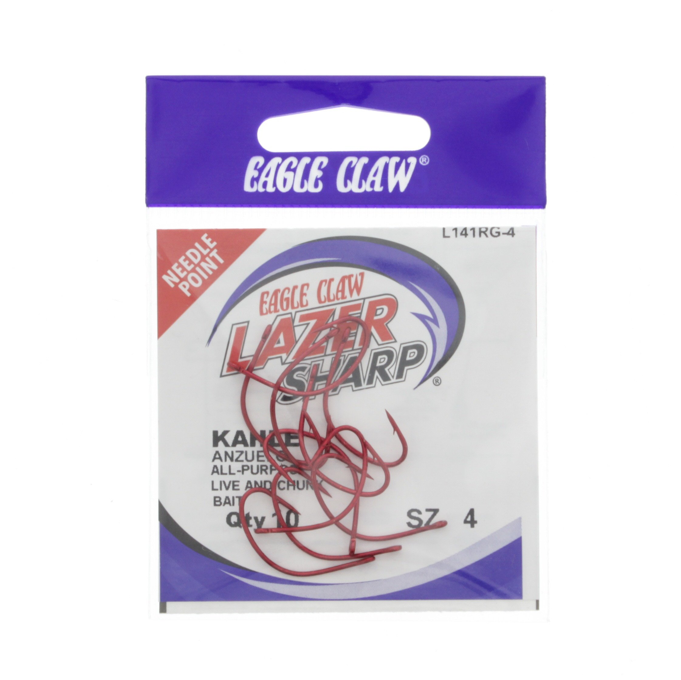 Eagle Claw Lazer Sharp Red Kahle Hook, Size 4 - Shop Fishing at H-E-B
