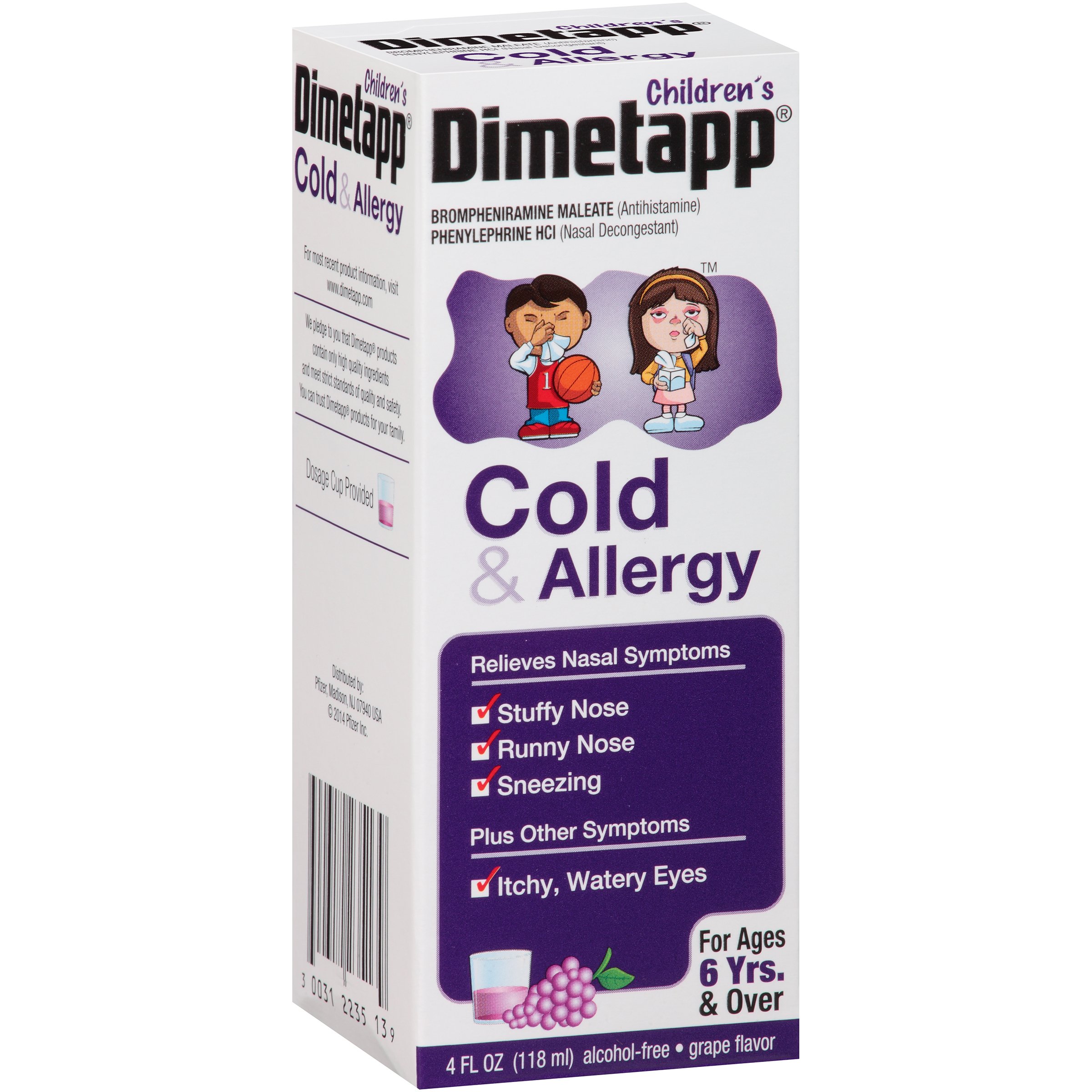Dimetapp Children s Grape Cold Allergy Antihistamine Decongestant 