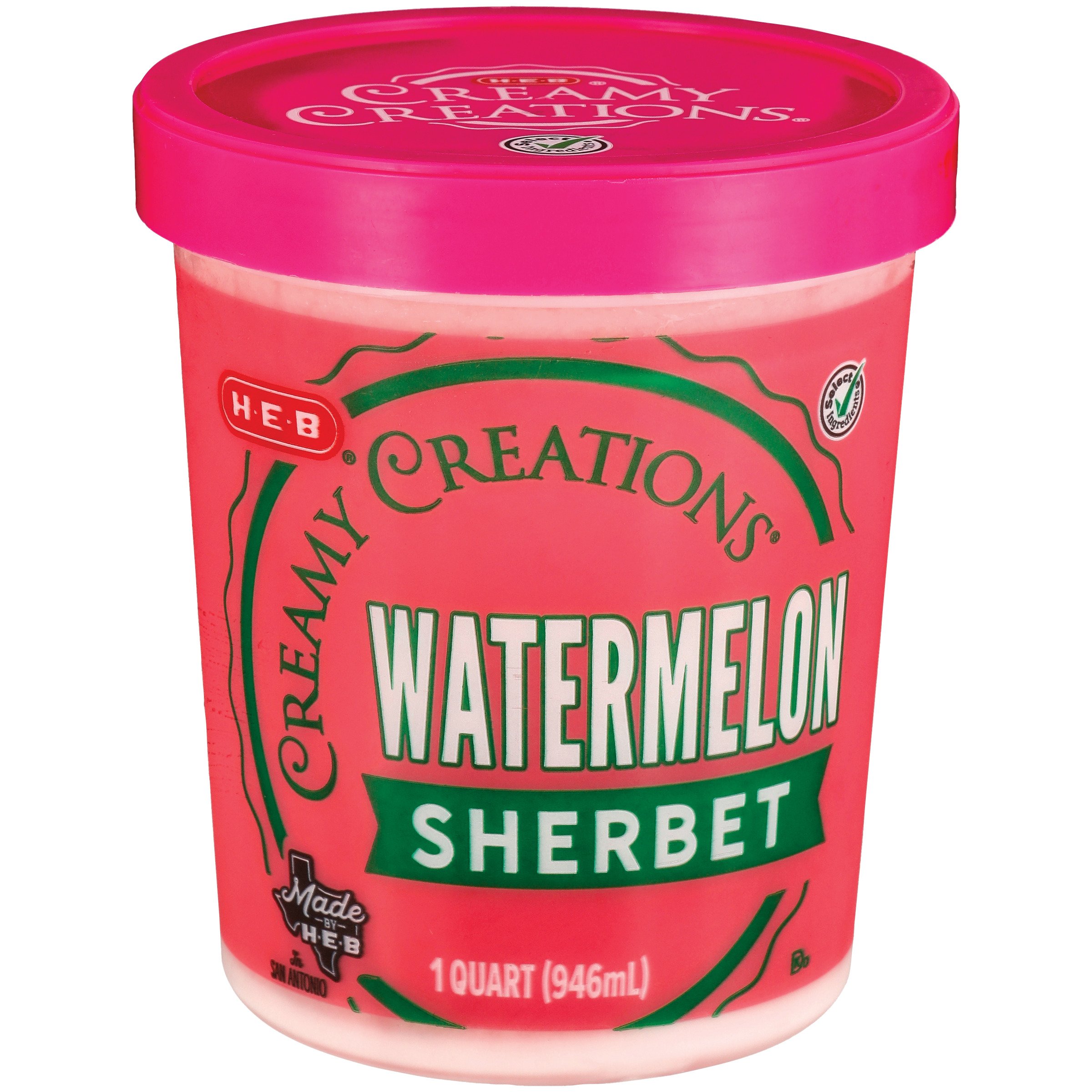 H-E-B Creamy Creations Watermelon Sherbet Ice Cream - Shop Sorbet at H-E-B