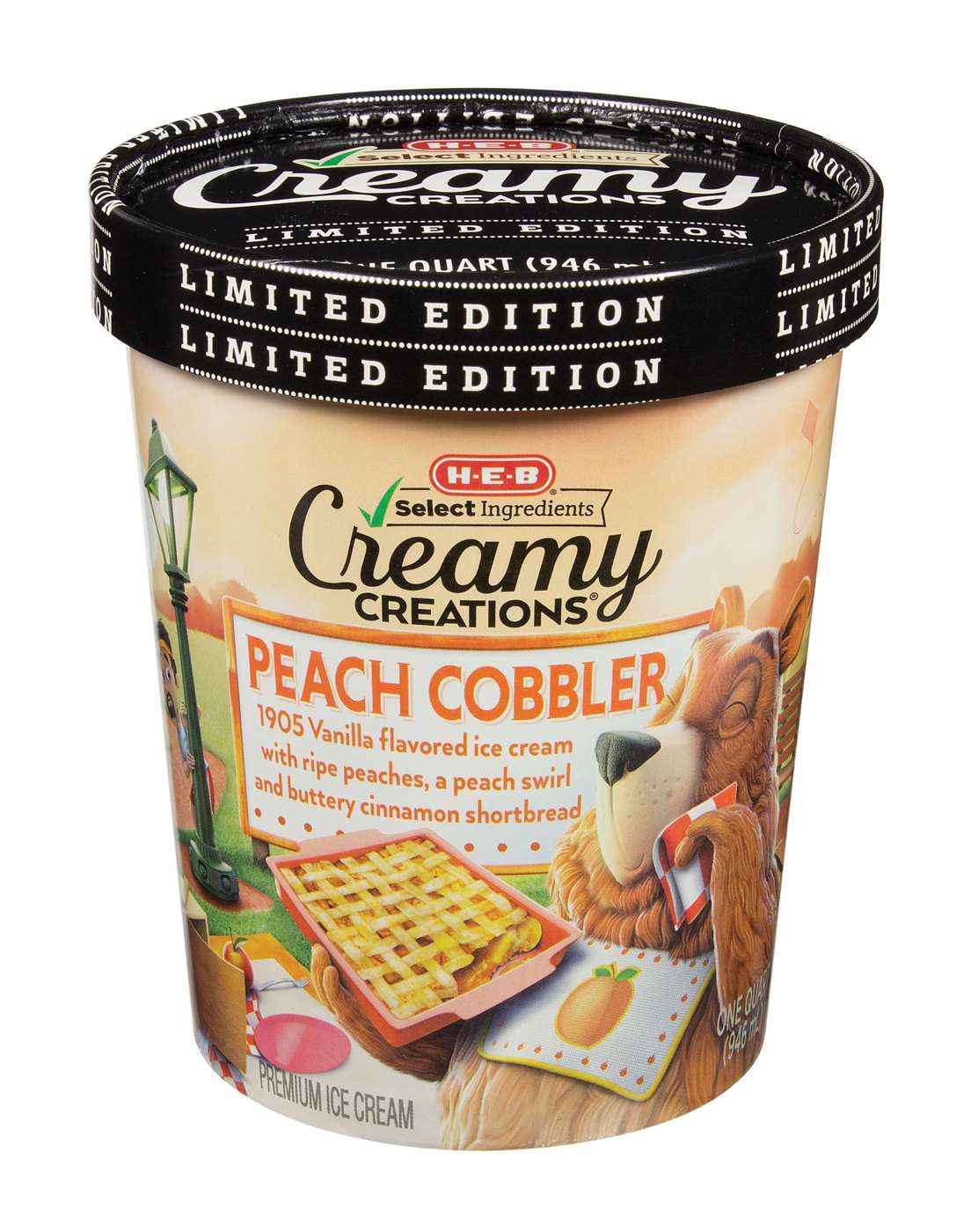 H-E-B Creamy Creations Peach Cobbler Limited Edition Ice Cream; image 1 of 2