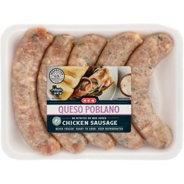H-E-B Chicken Sausage Links - Queso Poblano, Avg. 1.2 lbs
