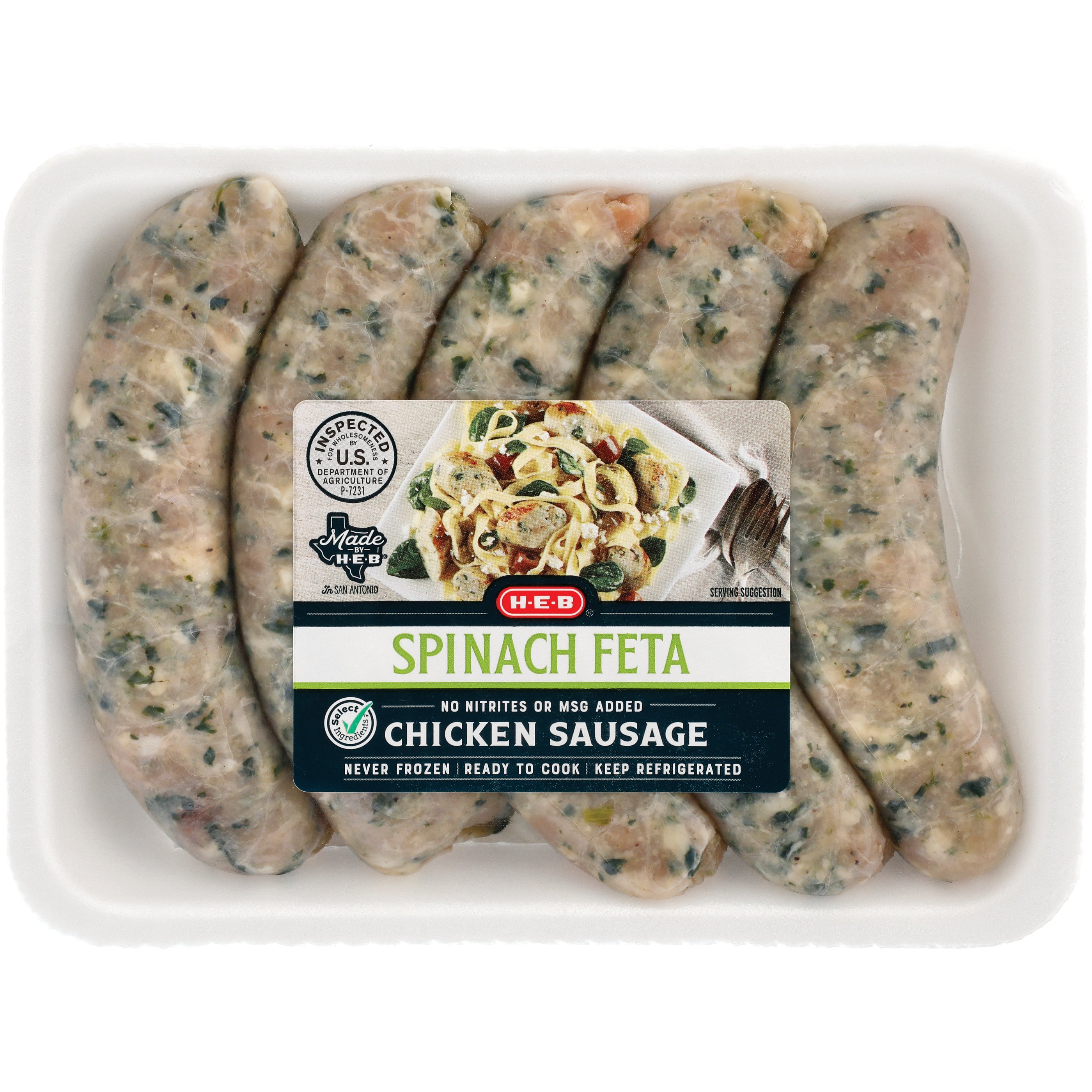 H-E-B Chicken Sausage With Spinach & Feta Cheese - Shop Sausage At H-E-B