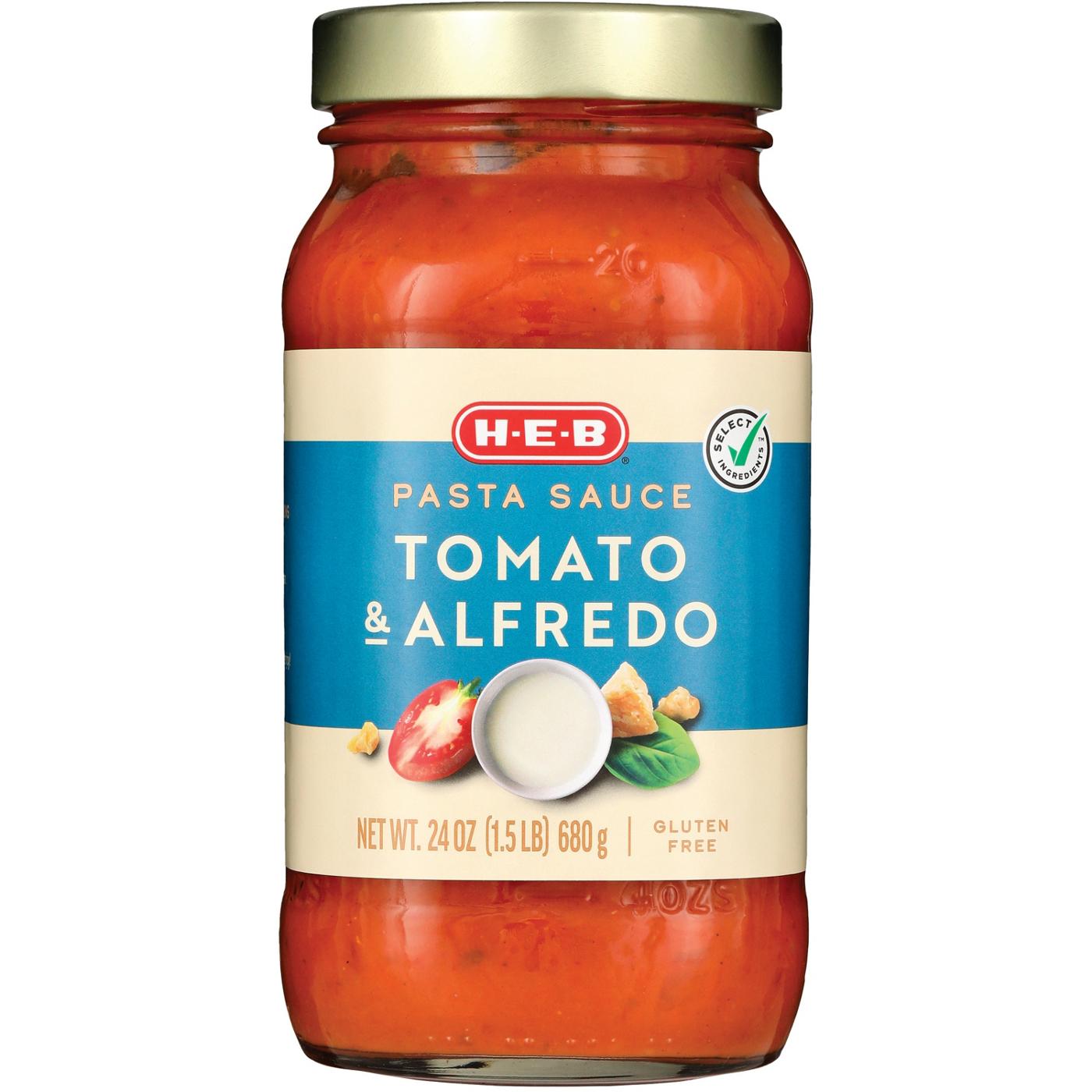 H-E-B Tomato & Alfredo Pasta Sauce; image 1 of 2