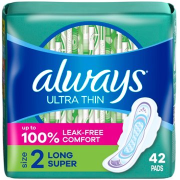 Always Ultra Thin Pads with Wings - Size 2, 42 ct
