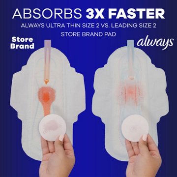 Always Ultra Thin Overnight Pads with Wings, Overnight, Unscented Size 4