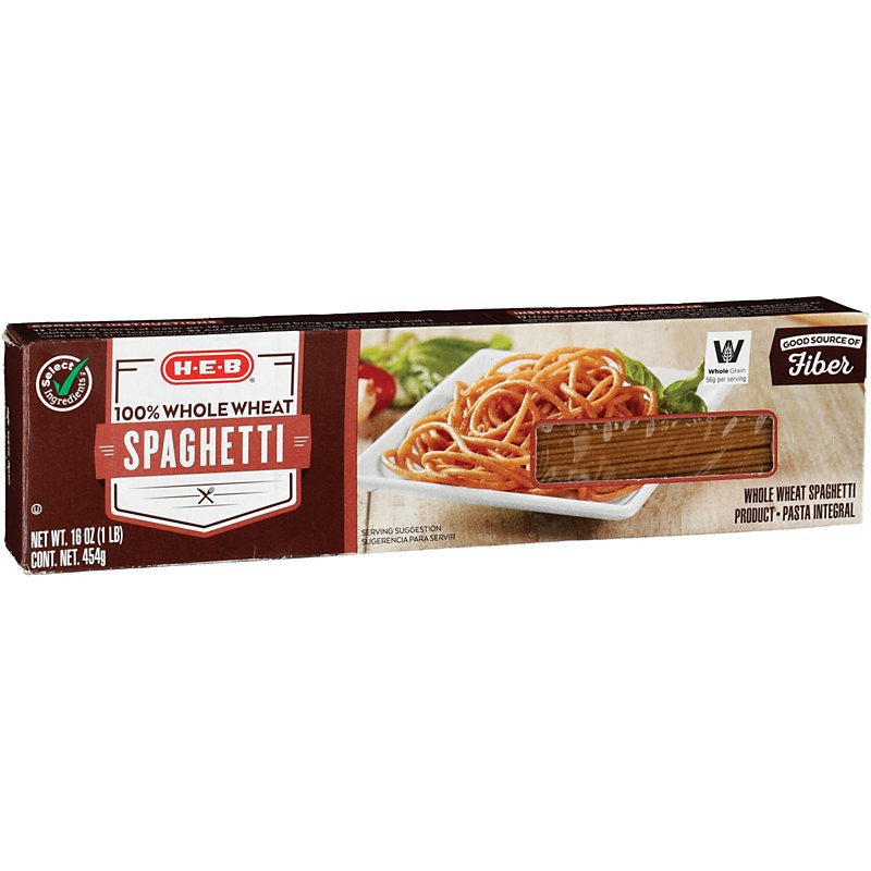 H-E-B Select Ingredients 100% Whole Wheat Spaghetti Pasta - Shop Pasta &  Rice at H-E-B