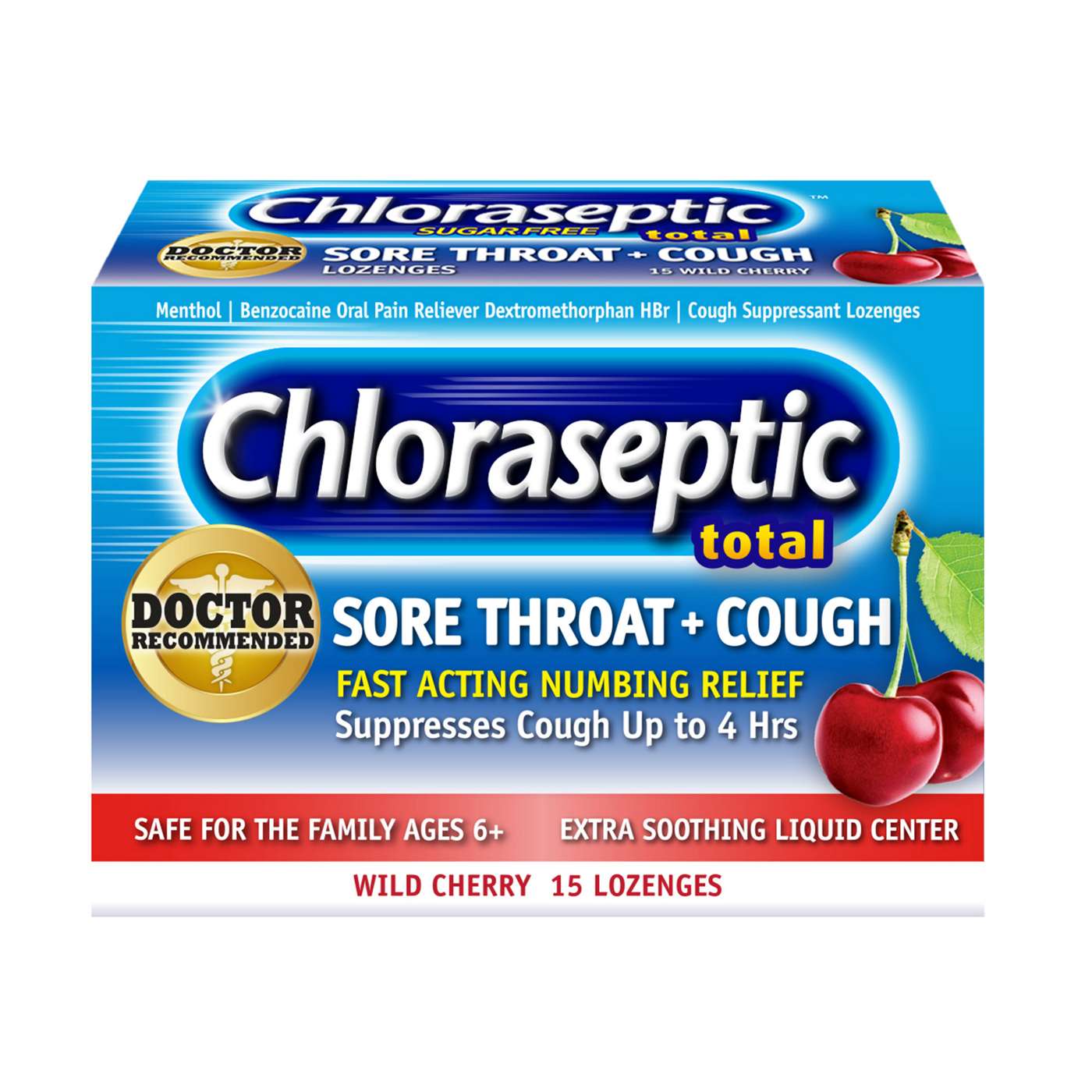 Chloraseptic Sore Throat + Cough Lozenges Sugar-Free Wild Cherry; image 1 of 5