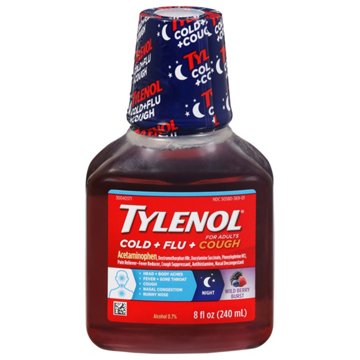 Tylenol Cold + Flu + Cough Night Liquid Medicine - Wild Berry