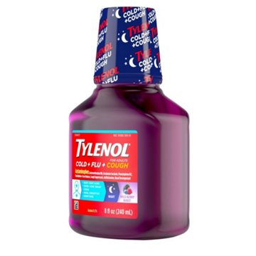 Tylenol Cold + Flu + Cough Night Liquid Medicine - Wild Berry