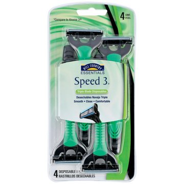Hill Country Essentials Men's Speed 3 Triple Blade Disposable Razors For Sensitive Skin, 4 ct