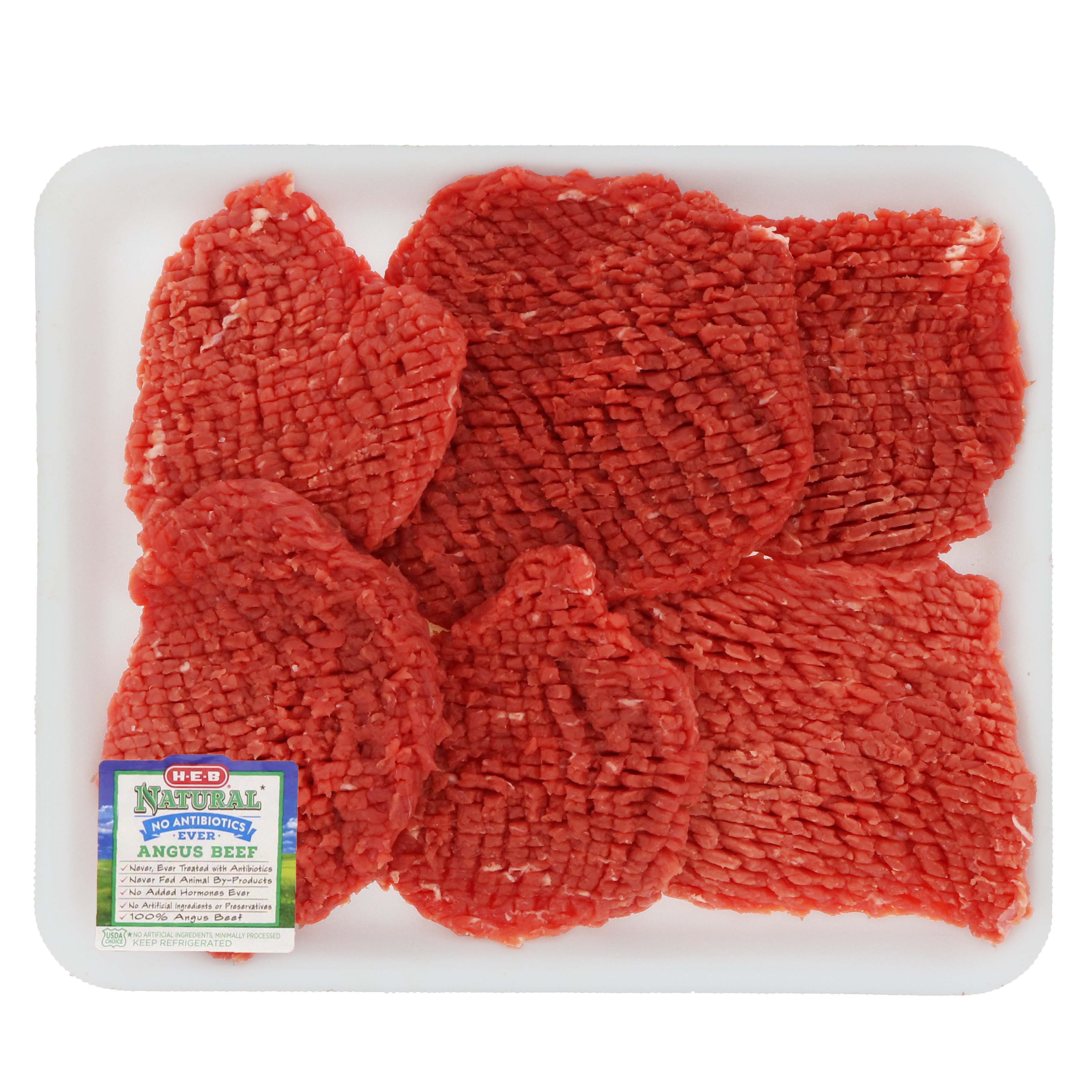 HEB Natural Beef Cube Steaks Tenderized Value Pack, USDA Choice
