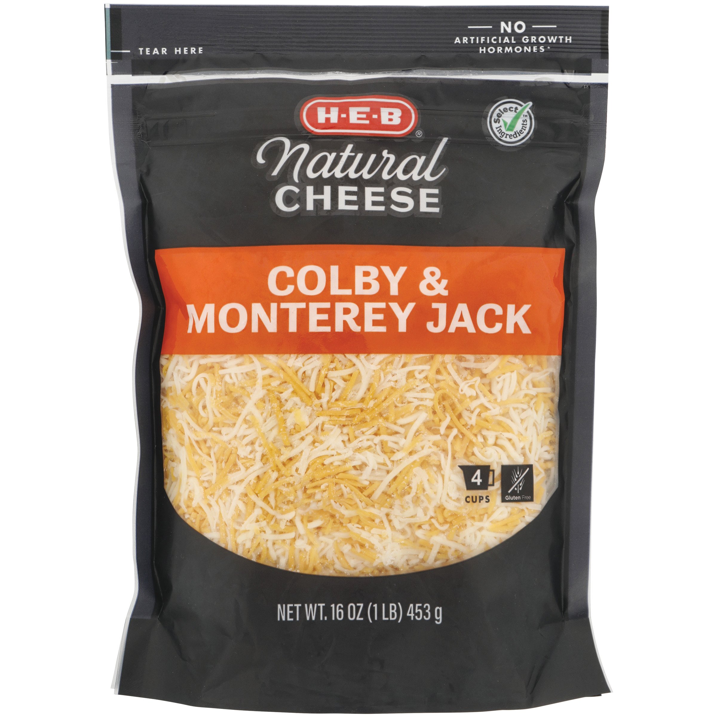 H-E-B Select Ingredients Colby And Monterey Jack Cheese, Shredded ...