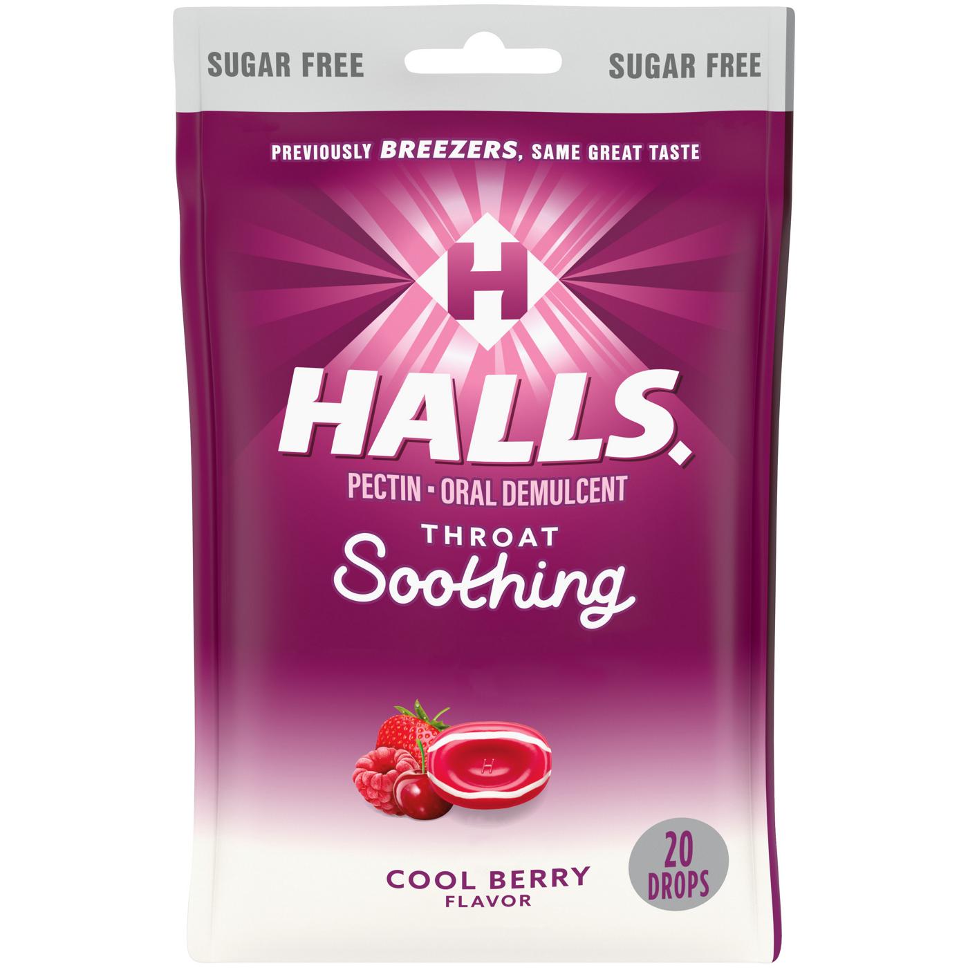 Halls Throat Soothing Cough Drops - Sugar Free Cool Berry; image 1 of 6