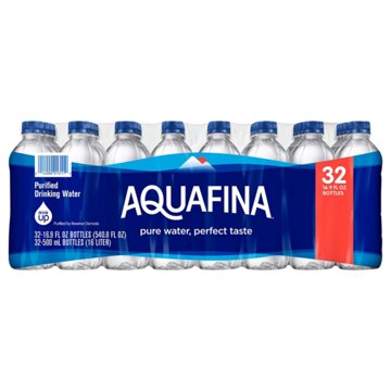 Aquafina Purified Drinking Water 32 pk Bottles, 16.9 oz