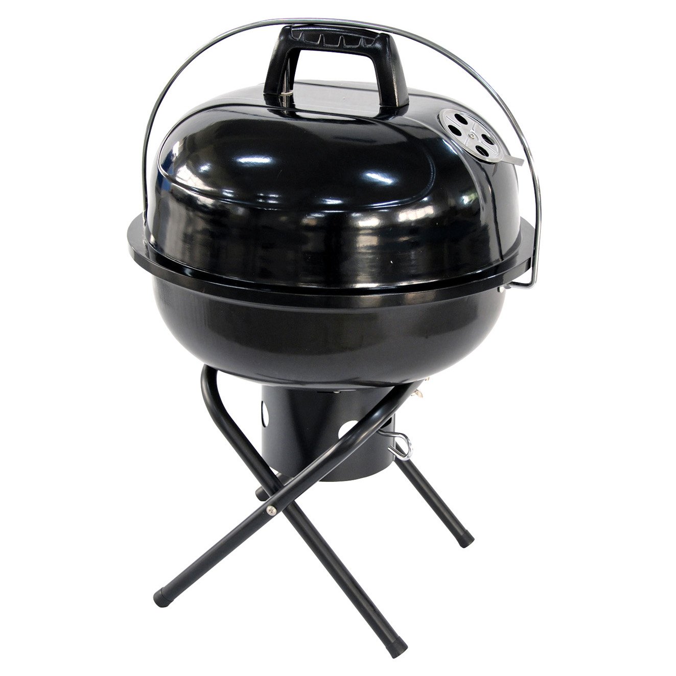 Hill Country Fare Portable Tabletop Outdoor Charcoal Grill Black