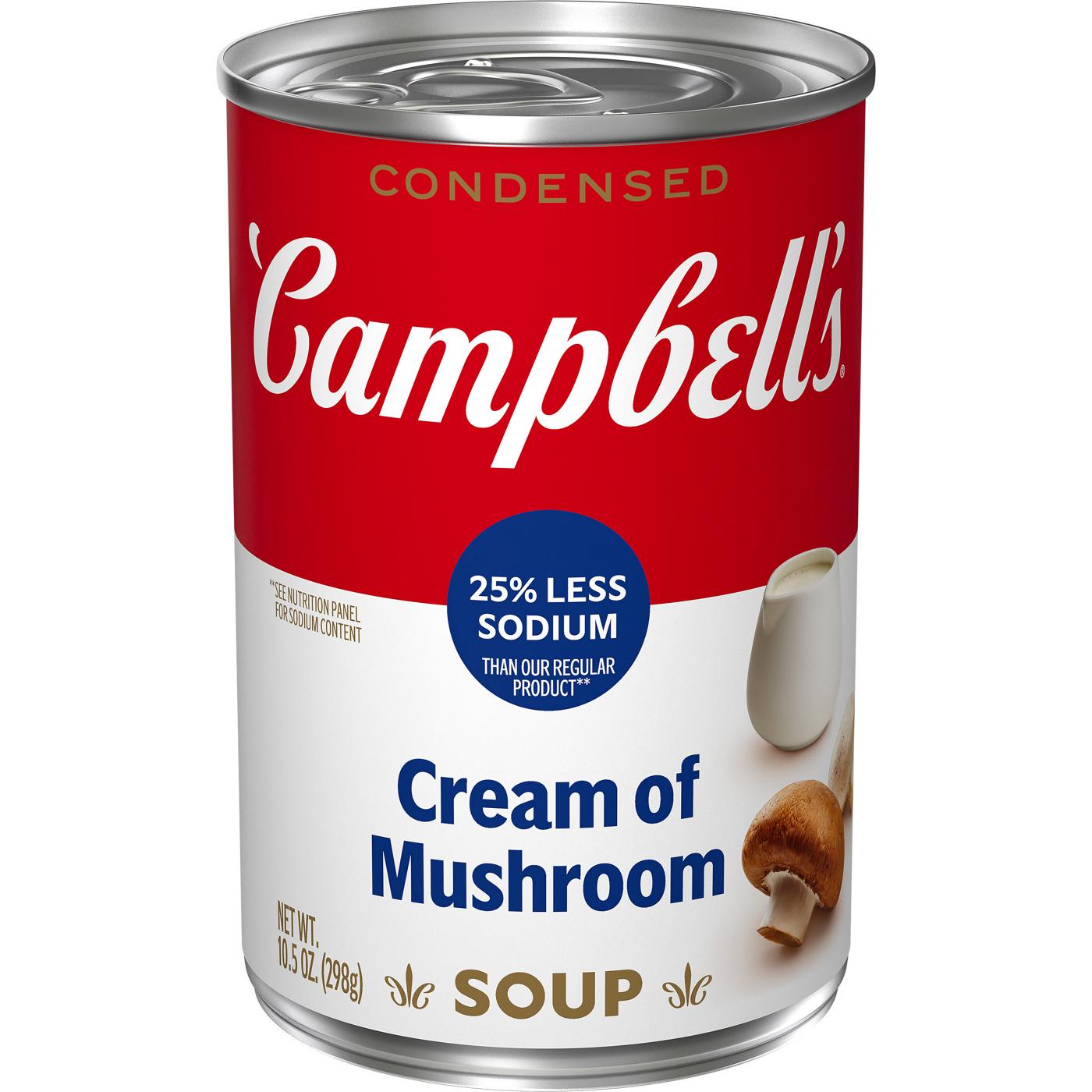 Campbell's Condensed 25% Less Sodium Cream of Mushroom Soup; image 1 of 6