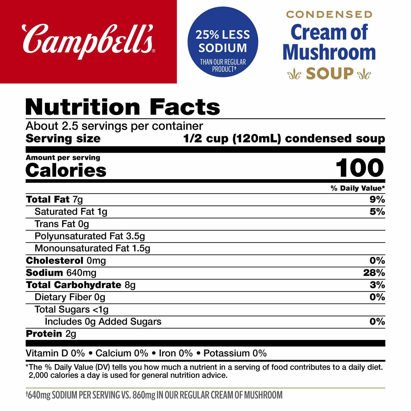 Campbell's Condensed 25% Less Sodium Cream of Mushroom Soup; image 4 of 6